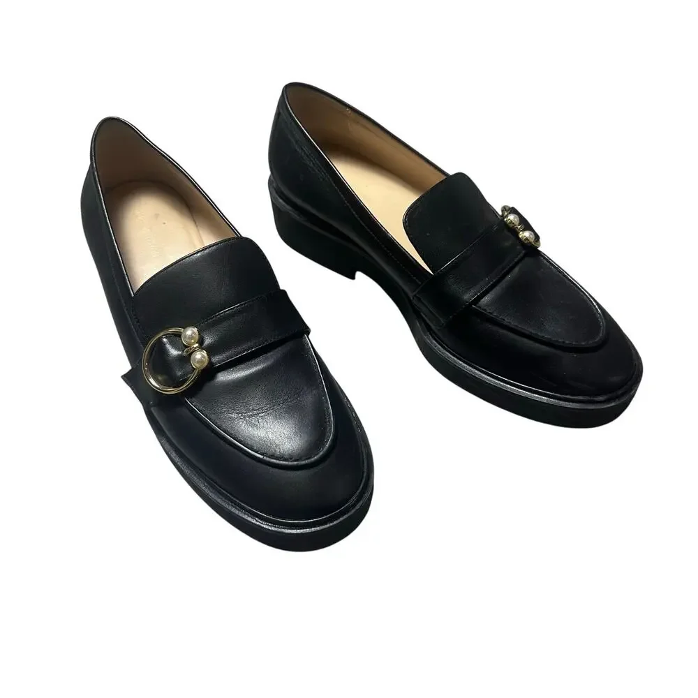 Stuart Weitzman Black Leather Brenna Loafers